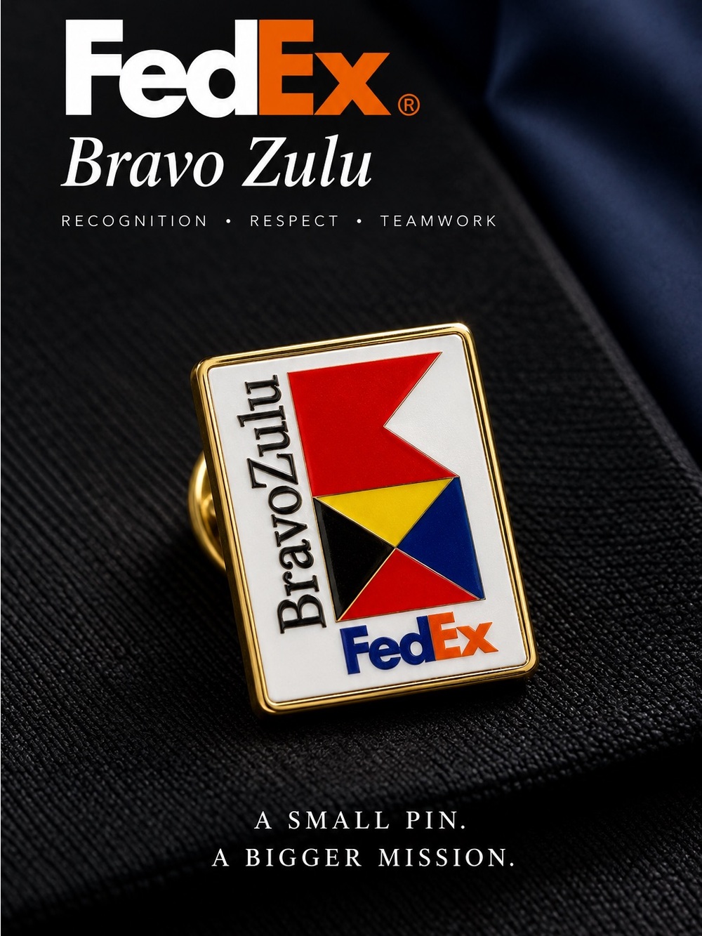 NEW FedEx Vintage BravoZulu Enamel Pin & Certificate
